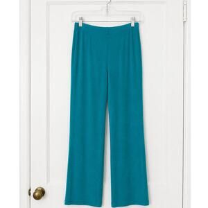 Travelers by Chico’s Teal Pull-On Wide Leg Pants Size L Stretch Knit Casual
